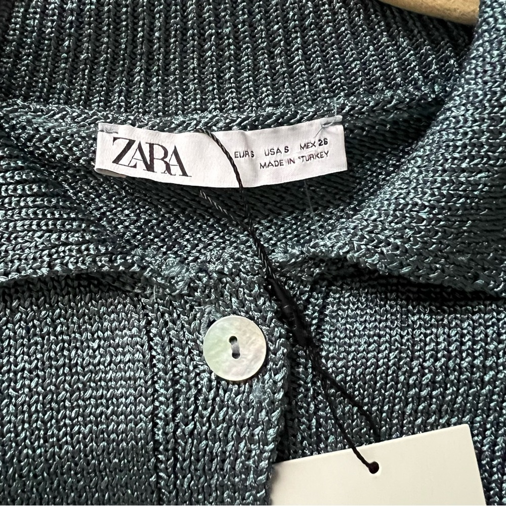 Zara women's Blue Knit Shirt size S - Picture 4 of 6